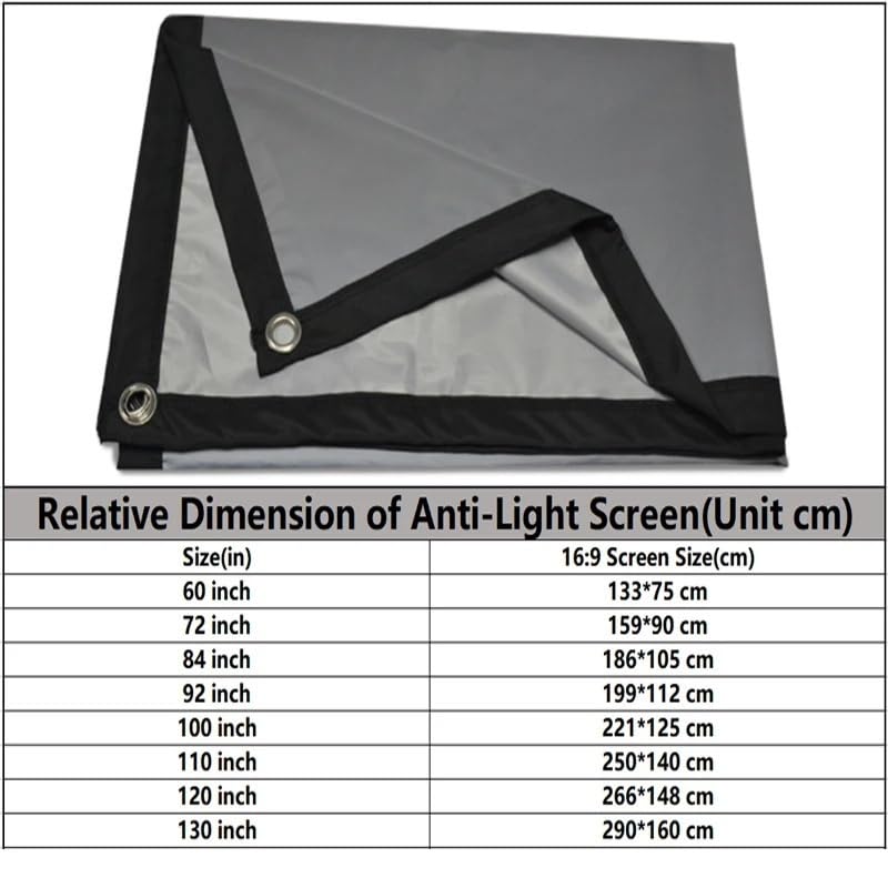 Pantalla de proyector 16:9 gris antiluz reflectante con borde negro 7