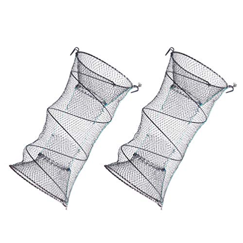 2 peças de rede de pesca Besportble, armadilha de caranguejo, pesca, camarão, lagosta, dobrável, red