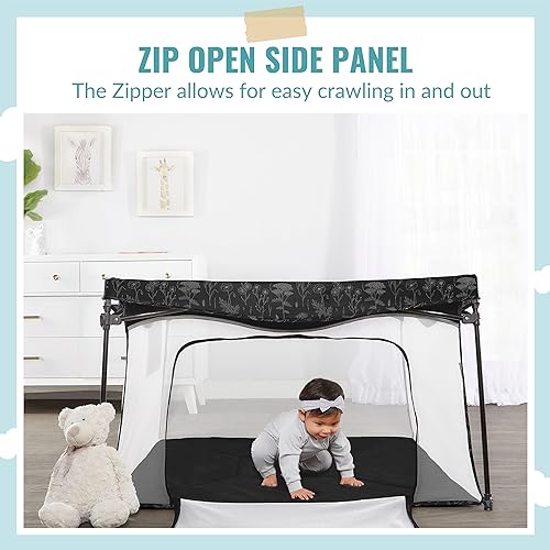 Image of Dream On Me Ziggy Playpen Only, Soft Base, Portable, 43.3in, Black & White