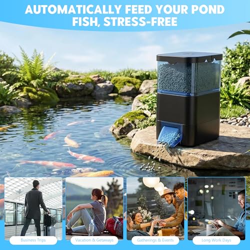 Mangeoire automatique pour bassin 2,8 l avec écran LCD programmable pour distributeur de poissons - 8
