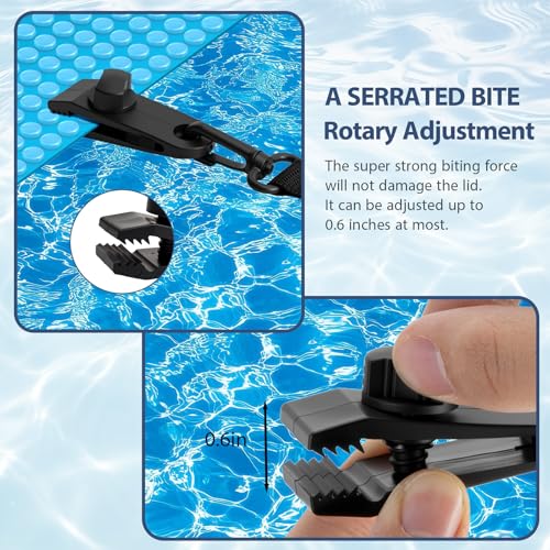 Thrseely 24 Pcs Pool Solar Cover Reel Attachment Kit, Inground Swimming Pool Solar Cover Straps and Clips, Solar Blanket Straps Kit Including 8 Straps with Hooks, 8 Clips and 8 Touch Fastener