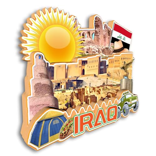 Imán decorativo de refrigerador con diseño de Irak miniatura 3
