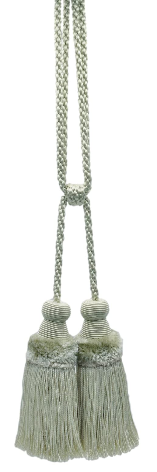 Schöner Plüsch-Raffhalter für Vorhänge und Vorhänge, doppelte Quasten, Länge 7,5 cm, 91 cm breit, Ecru Elfenbein #C25 (Weiß / Elfenbein, Creme / Elfenbein, Off-White), 4 Stück Wert P ack