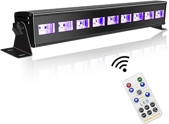 60 ft-Remote UV Black Light for Parties, JLPOW Super Bright 27W Dimmable Sound Activated Black Lights, DMX Control 9 LED UV Bar Blacklight,Best for Glow Dance Party Birthday Wedding DJ Stage Lighting
