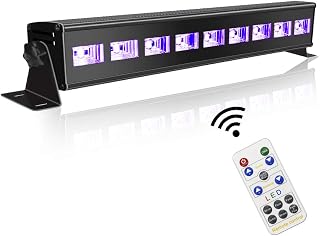 60 ft-Remote UV Black Light for Parties, JLPOW Super Bright 27W Dimmable Sound Activated Black Lights, DMX Control 9 LED UV Bar Blacklight,Best for Glow Dance Party Birthday Wedding DJ Stage Lighting