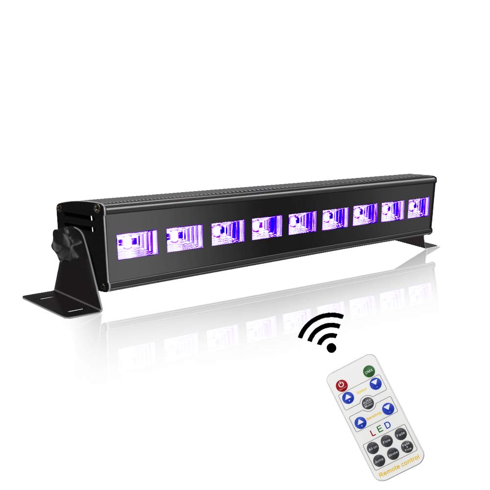 60-FT Remote UV Black Light for Parties, JLPOW Super Bright 27W Dimmable Sound