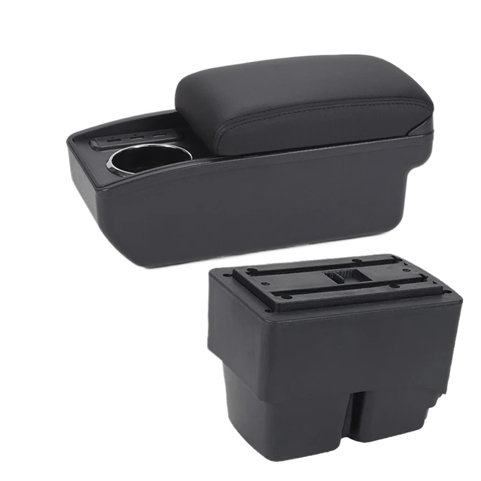 UMDJJU For Fiesta MK7 2009-2017 Storage Box Interior Details Car Accessories Car Centre Console Armrest Box(B2 Black line 6USB)