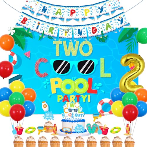 Balterever Two Cool Pool Birthday Party Decorations - 54