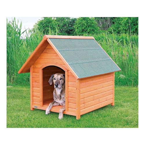 TRIXIE wetterfestes und frei justierbares Hundehaus'natura Hundehütte Cottage Satteldach, L: 96 × 105 × 112 cm, braun'- 39533