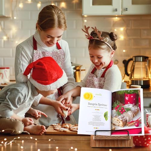 Qiang Ni Recipe Book Stand: Cookbook Stand Wood Cookbook Holder Cutting Board Style - Rustic Adjustable Recipe Holder Stand for Kitchen Counter - Shallow Wood - Image 7