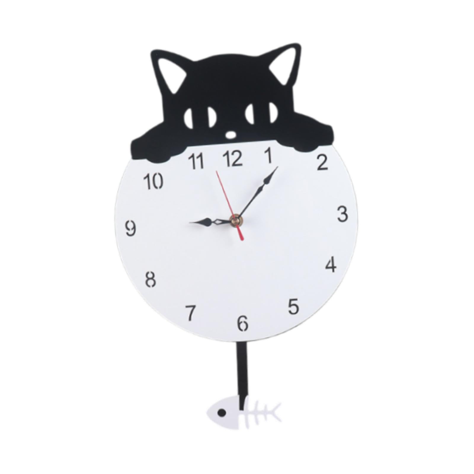 Cat Pendulum Reloj de Pared Elegante Decorativo para La Cocina del Comedor del Dormitorio