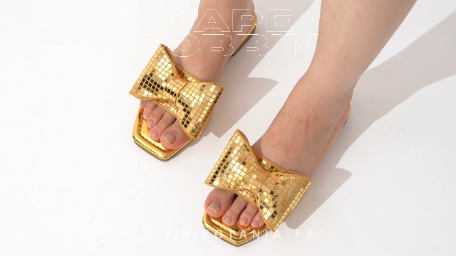 Amazon.com | Women's Slip-On Flat Sandals - Square Toe, Disco Ball