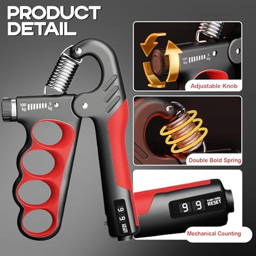 3pcs Forearm Hand Grip Strengthener Kit, 2025 Upgraded Adjustable Hands Exerciser Gripper with Finger Resistance Bands and Grip Rings, Strength Training Grips Strengtheners for Muscle Building - Image 3