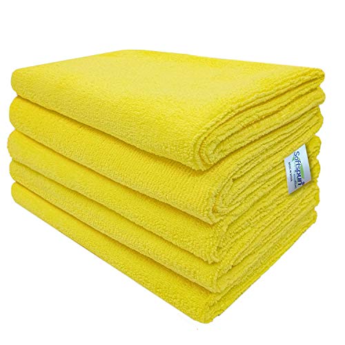 Image of SOFTSPUN Microfiber Cloth - 5 pcs 40x60 cms 340 GSM Yellow Thick Lint & StreakFree Multipurpose Cloths Automotive Microfibre Towels for Car Bike Cleaning Polishing Washing & Detailing.
