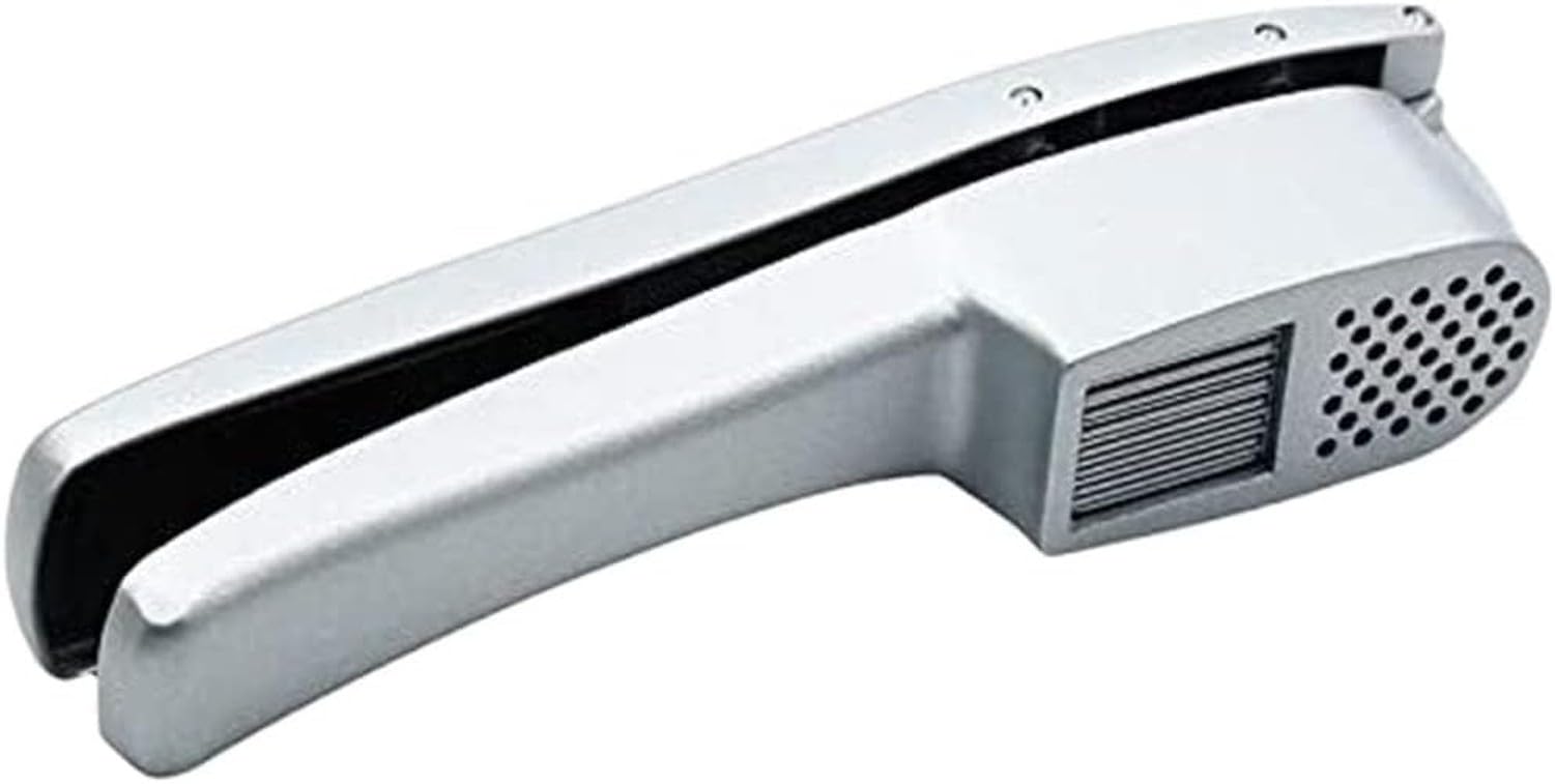 WOMGKDA Garlic Press Crusher and Slicer, 2 in 1 Ginger Mincer Tool, Easy Squeeze, No Mess Design, Safe for Dishwasher, Silver, 18.6 * 4 * 5cm