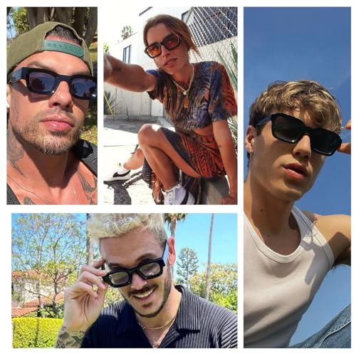 Image of Hanj Rectangle Retro Sunglasses for Women Men Vintage Square Sun Glasses Fashion Classic 90s Shades