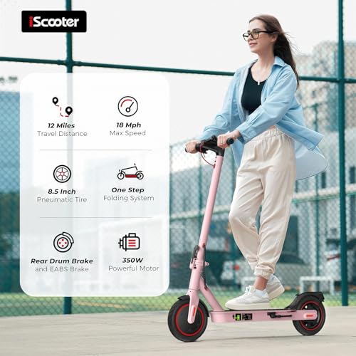 Image of iScooter Electric Scooter Adults, 18 /15 /12 Miles Long Range,22 /19 /18 Mph Top Speed, Commuting Electric Scooter with Cruise Control, Double Braking Systems Escooter for Adults and Teens