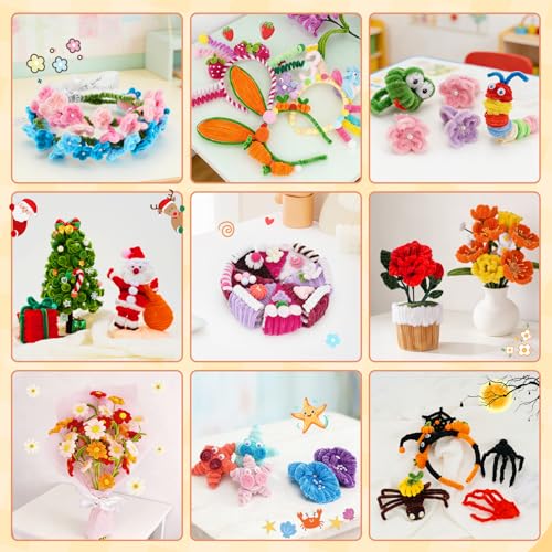 Image of 1600 PCS Pipe Cleaners, Pipe Cleaners Bulk 48 Colors, Chenille Stems for Flowers DIY Art Creative Crafts Decorations Colorful Thick Pipe Cleaners Craft Supplies for Christmas Halloween Birthday Gift