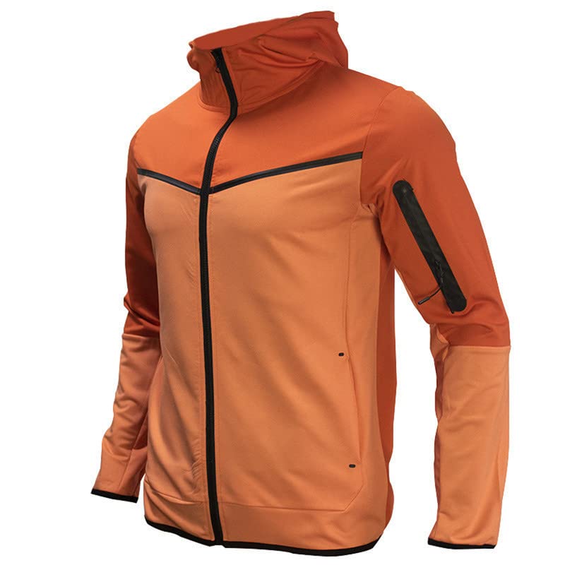 Tuta da uomo 2 pezzi Full Zip con cappuccio tuta atletica casual sport jogging set per gli uomini, Arancione, M