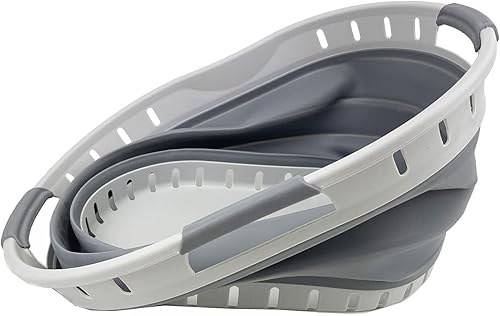 Miniatura 10 de SAMMART Juego de 2 cestas plegables de plástico para la ropa sucia de 25 litros (6.6 galones), contenedor de almacenamiento plegable y organizador