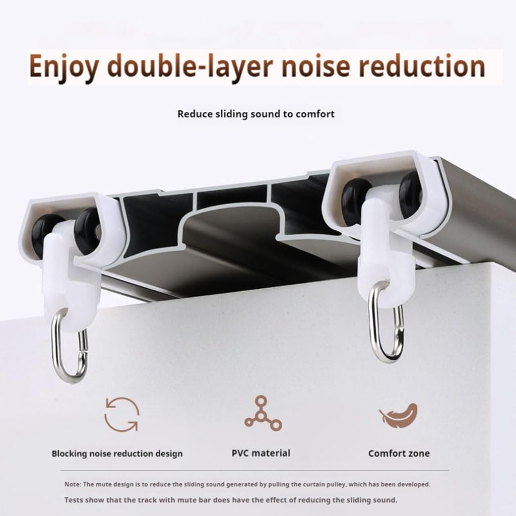 Riel deslizante ajustable de aluminio doble para techo para separadores de habitaciones y s (1,5 m a 3,8 m), ideal para dormitorio y sala de estar (1,30 m)