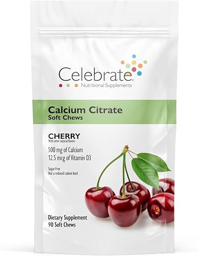 Celebrate Vitamins - Masticables suaves de calcio - Cereza 90 unidades