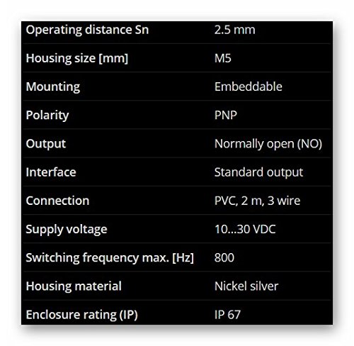 CONTRINEX DW-AD-503-M5 Miniature 5 MM Threaded Barrel, INDUCTIVE Sensor, Long Range, PNP N.O. 3-Wire DC
