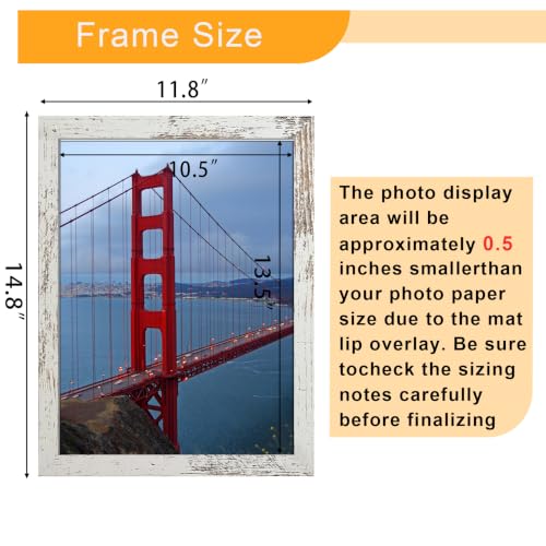 Image of BESCRCL 11x14 Picture Frame Wall Hanging, Engineered Wood Photo Frames for 11 x 14 Picture, Distressed White, 1 Pack