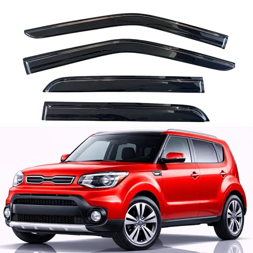 Image of KPY Rain Guards Fit for 2014-2019 Kia Soul, Out-Channel Window Visors Vent Wind Deflectors 4PC, Car Accessories for 14-19 Soul