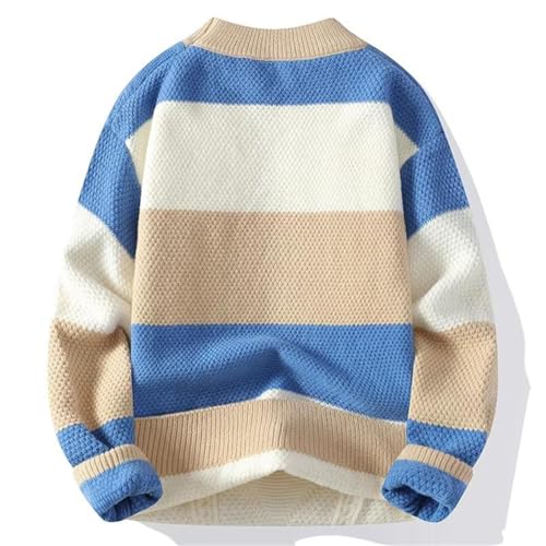 Men Stripe Pattern Autumn Winter Sweaters Autumn Winter Loose Knitwear Thick Warm Pullovers M-4XL2