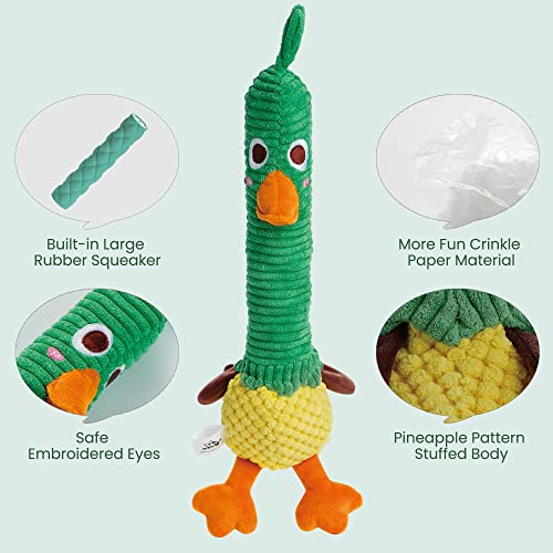 Nocciola 2 in 1 Easter Duck Dog Toy with a Large Rubber Squeaker - Durable Stuffed Squeaky Crinkle Chew Toys for Aggressive Chewers, Medium and Large Breeds
