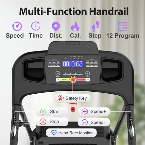 Image of Under Desk Treadmill, 2.5HP Folding Treadmill with 265 lbs Capacity - Incline Walking Pad for Home, 12 Programs, Compact & Portable for Small Spaces and Apartments