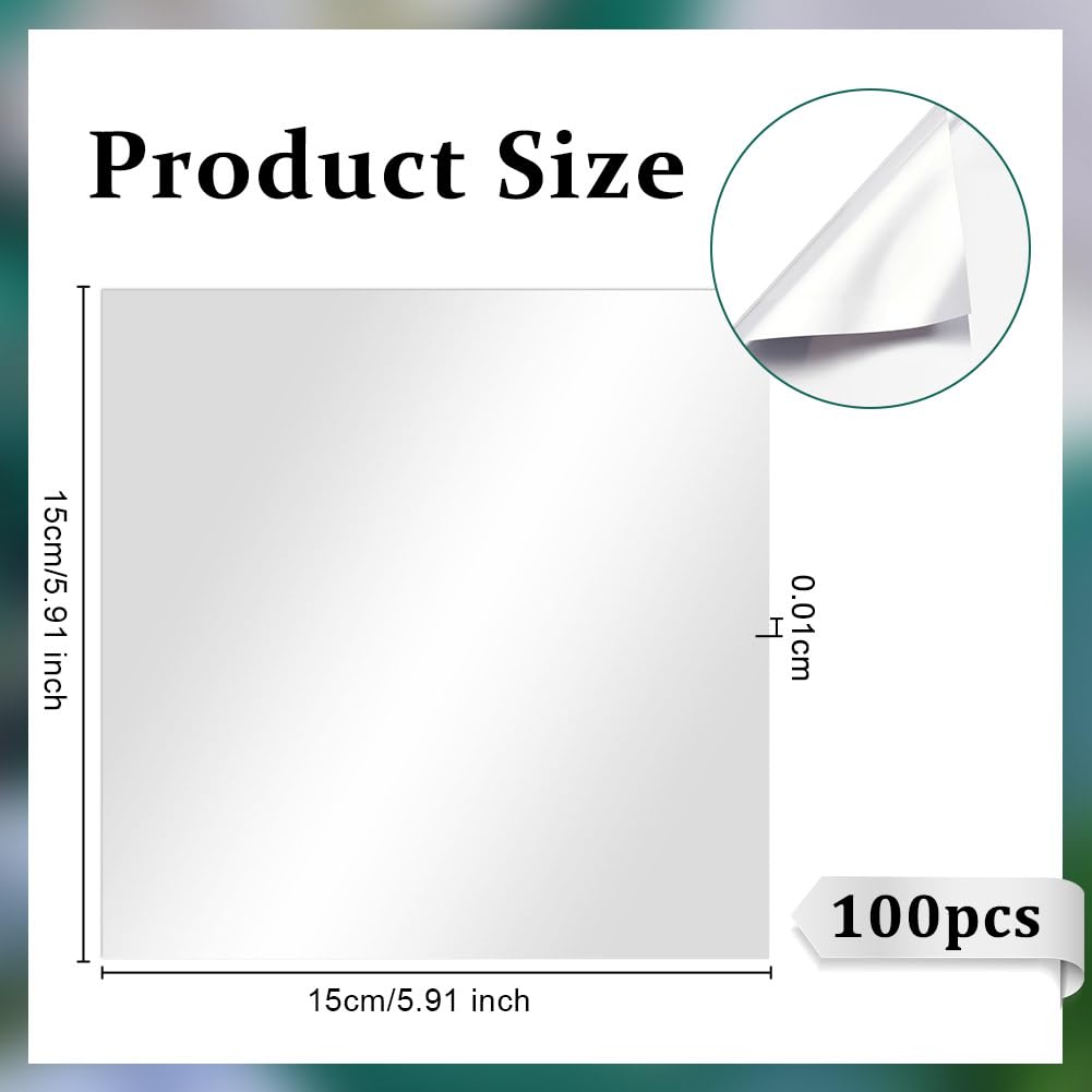 OLYCRAFT 100 hojas de aluminio y metal para manualidades, 15 x 15 cm, lámina metálica plateada de doble cara de 0,1 mm de grosor, lámina de estaño para pintar, grabar y grabar en relieve, proyectos de