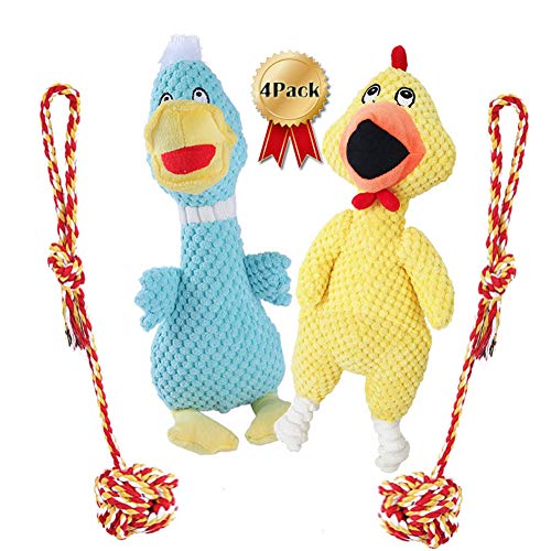 Aidiyapet Juguetes para Perros, Juguete para Perro chirriante,Juguetes de Durable Masticable Cuerda y Juguetes de Peluche con Sonido para Perros con Materiales Seguros y no Tóxicos (Rojo)