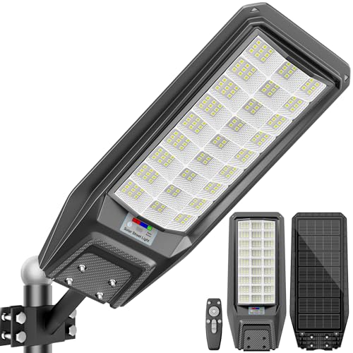 loyoele Solar Street Light Outdoor Waterproof Dusk to Dawn, 9000W Solar Parking Lot Lights Commercial Large Outdoor Flood Light Heavy Duty Solar Power with Motion Sensor for Yard Garden Blac
