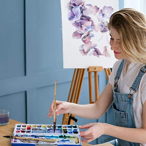 Professional Watercolor Squirrel Hair Paint Brushes By Dugato, Mop Round Fine Tip Detail Paintbrush Set For Art Painting, Gouache, Fine Detailing, Acrylic, Gouache, Oil (3 Brushes) #TOP6