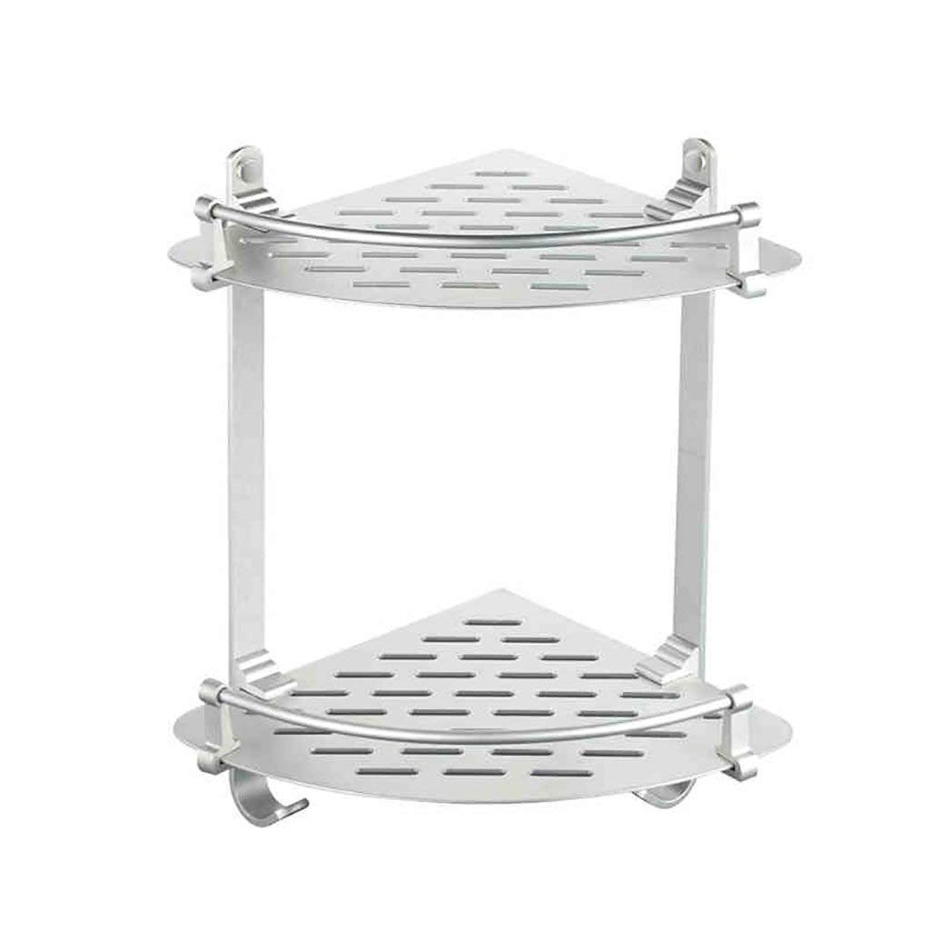 Generic 2 Layer Space Aluminum Bathroom Corner Shelf Shower Caddy Shampoo Soap Cosmetic Storage Basket Kitchen Spice Rack
