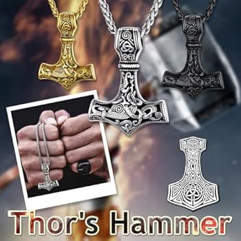 CUPENDA Thor Hammer Halsketting met hanger, sterling zilver, Mjolnir, levensboom, Vikinghanger, cadeau voor dames, 36 * 24 mm, Sterling zilver, Edelsteen CUPENDA Thor Hammer Halsketting met hanger, sterling zilver, Mjolnir, levensboom, Vikinghanger, cadeau voor dames, 36 * 24 mm, Sterling zilver, Edelsteen