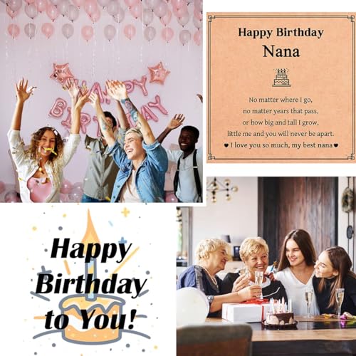 Image of Nana Birthday Gifts, Birthday Gifts for Nana from Granddaughter Grandson, Unique Birthday Bracelet Presents with Happy Birthday Nana Card, Small, Red