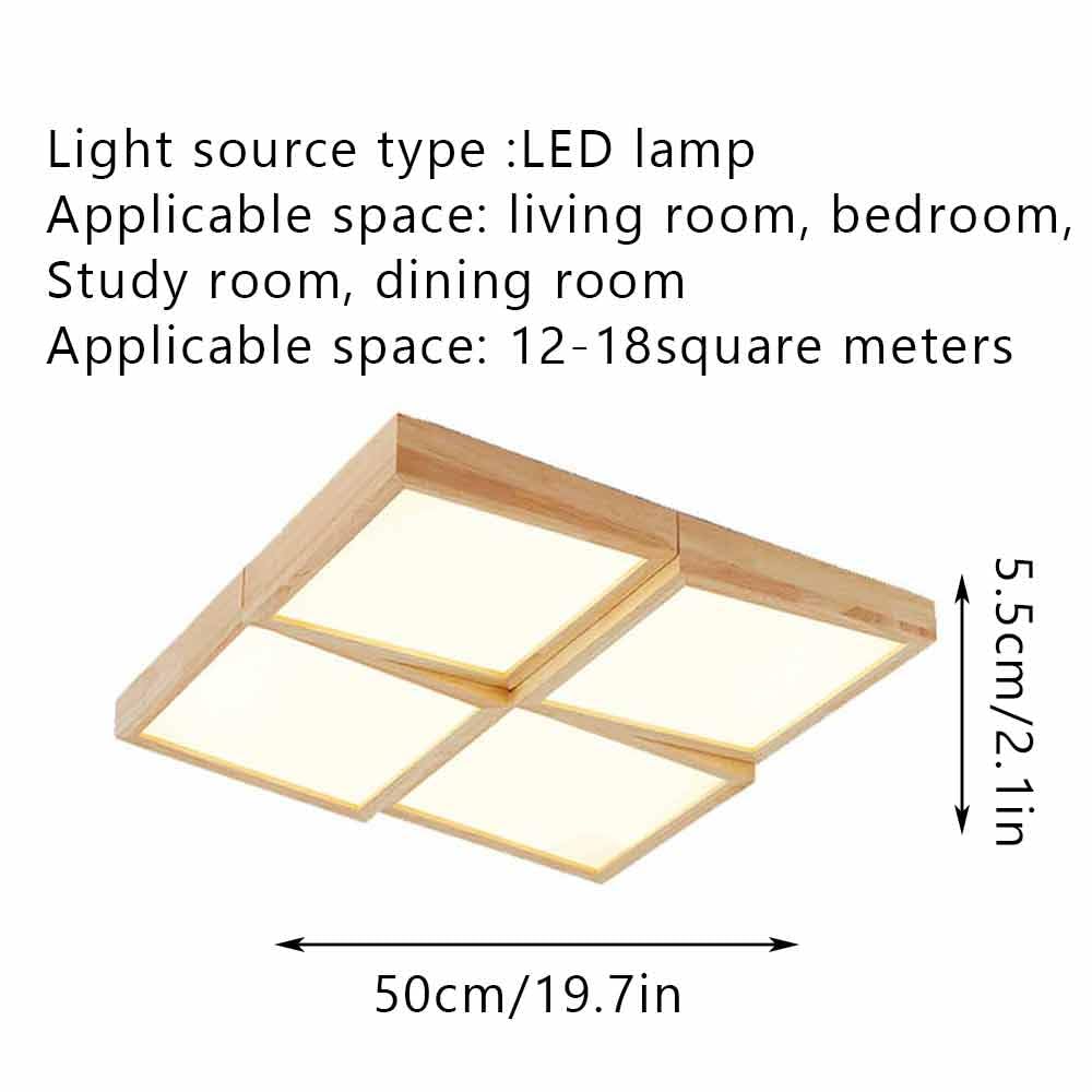 Lámpara de techo de estilo europeo 3000-6000K Regulable Lámpara de techo regulable Marco de madera Iluminación de techo plana Fácil de instalar Accesorio de iluminación(Raw Wood)