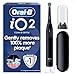 Oral-B iO2 Electric Toothbrush for Adults, Night Black, Long-Lasting Battery for Travel, Includes Gentle Care Brush Head, Travel Case and Refill Holder, Easy Switch to Electric Brushing, 2 Pin Plug