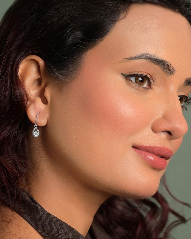 Image of CLARA 925 Sterling Silver Drop Earrings | Platinum Plated | Daily Wear |Gift for Women and Girls