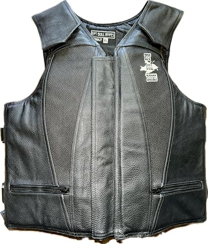 EPT Premium Leather Bull Riding Vest - Black Leather EPT Brand - Adult Sizes (Adult Large)