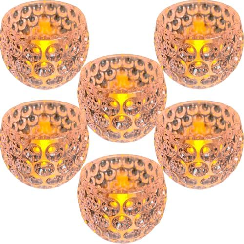 Kit 6 Porta Vela LED Pequeno Decorativo Para Mesa Posta e Festas ...