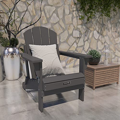 Casainc Folding Patio Adirondack Chair Lawn Garden Chair Backyard Porch Weather Resistant Outdoor Deck Chair, Widened Armrests 4.7 Inches, Load Capacity Of 380 Lbs Gray #TOP7