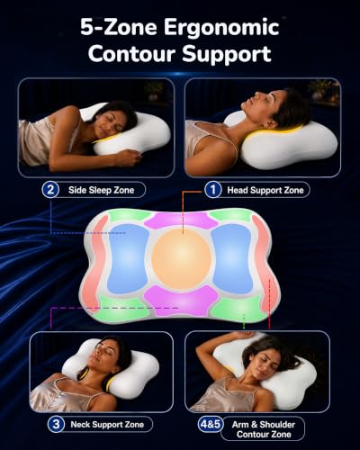 COMFYPIL Cervical Neck Pillow for Sleeping Memory Foam Pillows White - image 4