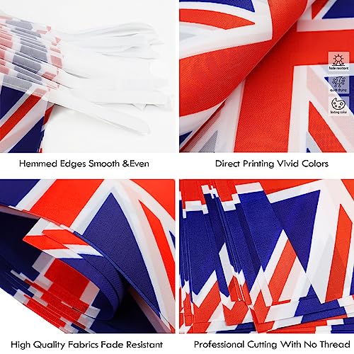 Image of UK United Kingdom String Flag Pennant Banner - 38 Flags, 42 Feet Small Mini British Flags Bunting Banner for Country Decoration, School, Party, Sports Events