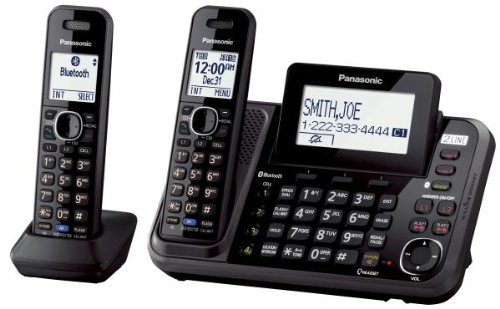Panasonic 2-Line Cordless Phone System with 2 Handsets - Answering Machine, Link2Cell, 3-Way