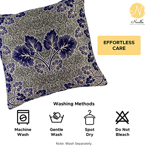 Image of Nendle Jacquard Weaved 16X16 Inch Polycotton Ethnic Floral 210 TC Cushion Cover Set Of 5 (40 * 40Cm, Purple)
