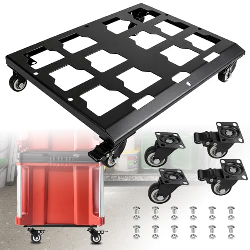 LAZORA Duty Tool Box Dolly Compatible with Milwaukee Packout Toolbox Milwaukee Packout Carts with Locking Casters No Drilling Required Milwaukee Dolly with Screws